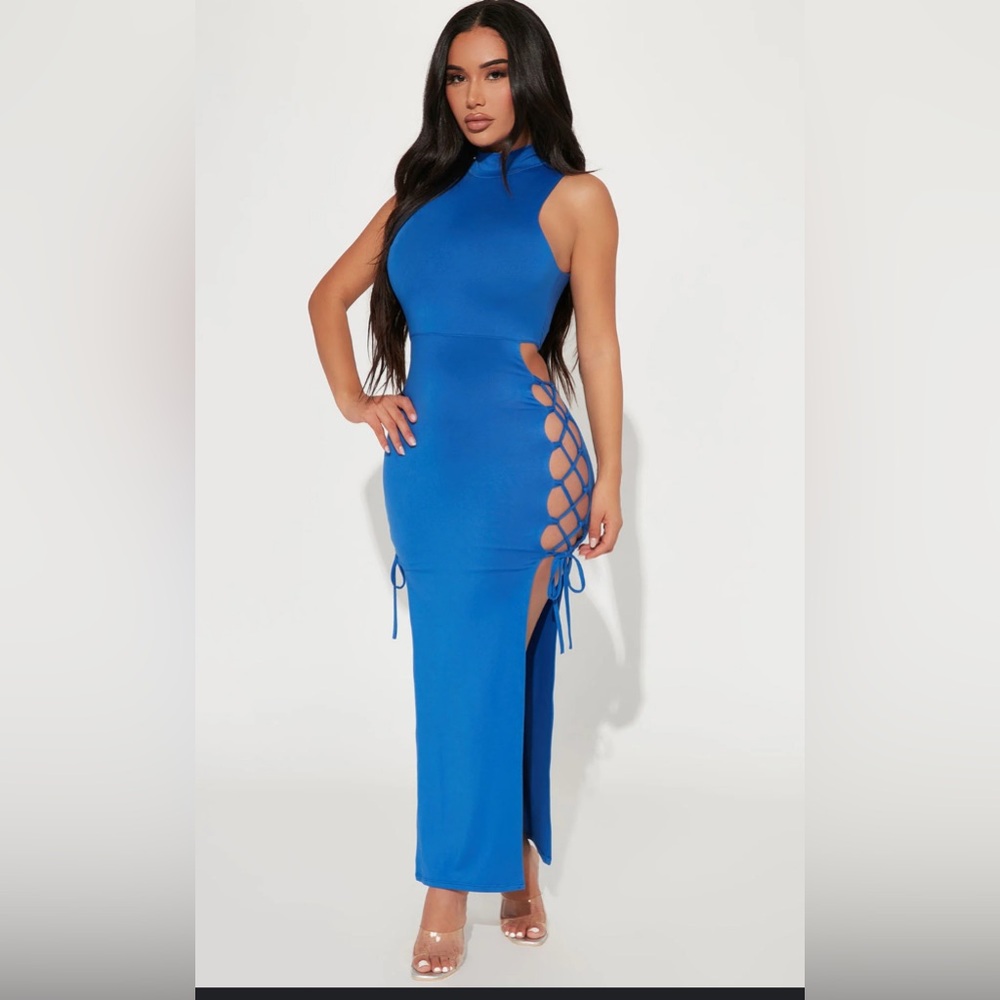 Fashion Nova Blue One Shoulder Bodycon Dress